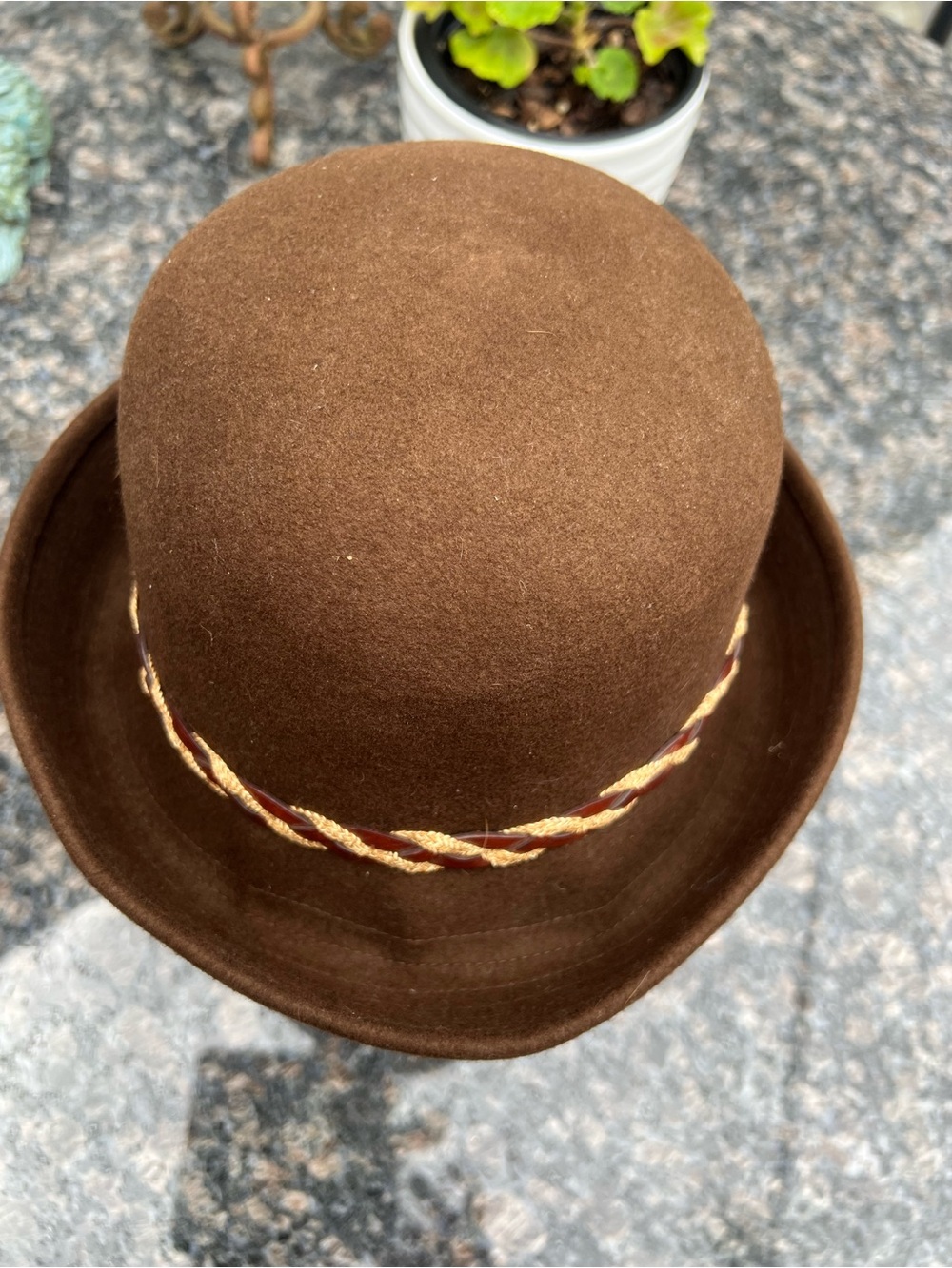Daniele Meucci Vintage Brown 100% Wool Women's Grey Felt Hat Made in Italy